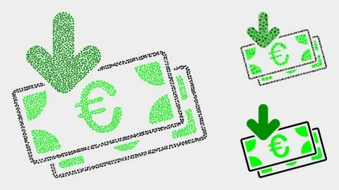 Pixel Vector Euro Banknotes Income Icons Illustrazione stock