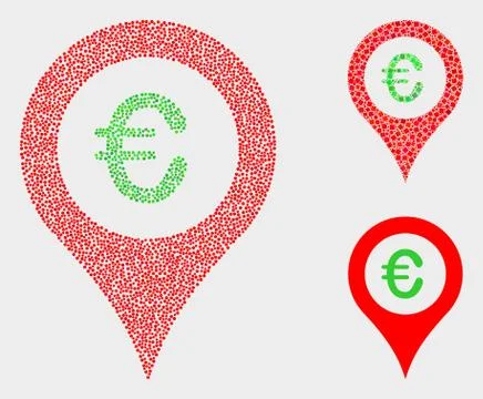 Pixel Vector Euro Map Marker Icons 스톡 일러스트
