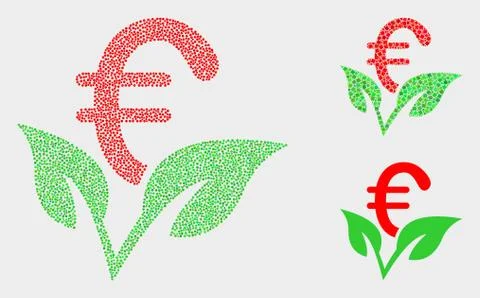 Pixel Vector Euro Startup Sprout Icons 스톡 일러스트