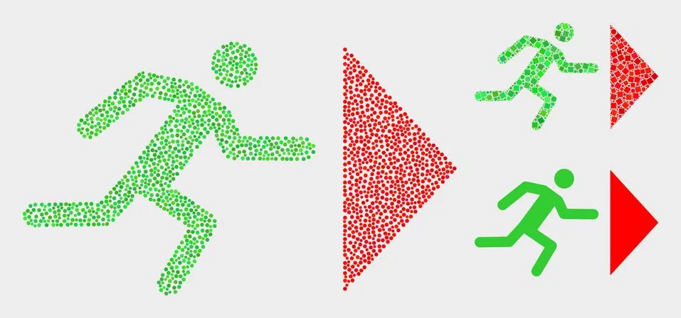 Pixel Vector Exit Person Icons Illustrazione stock