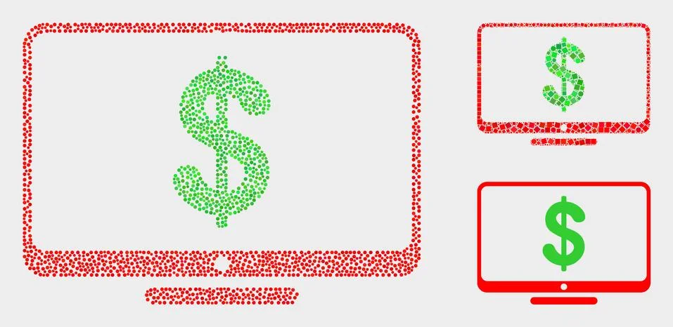Pixel Vector Financial Display Icons 스톡 일러스트