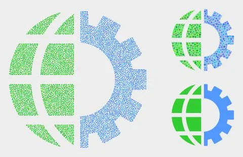 Pixel Vector Global Industry Icons Illustrazione stock