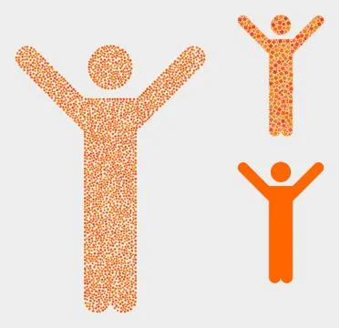 Pixel Vector Hands up Person Icons Stock Illustration