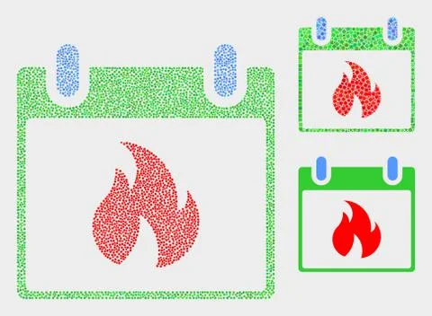 Pixel Vector Hot Calendar Leaf Icons Stock Illustration