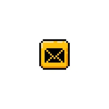 Pixel vector illustration of yellow push button with envelope. Ilustração Stock