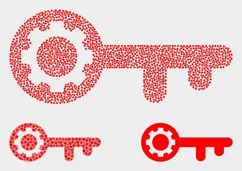 Pixel Vector Key Gear Icons Illustrazione stock