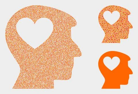 Pixel Vector Lovely Heart Man Head Icons Stock Illustration