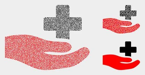 Pixel Vector Medical Donation Hand Icons Illustrazione stock