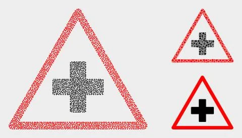 Pixel Vector Medical Warning Triangle Icons 스톡 일러스트