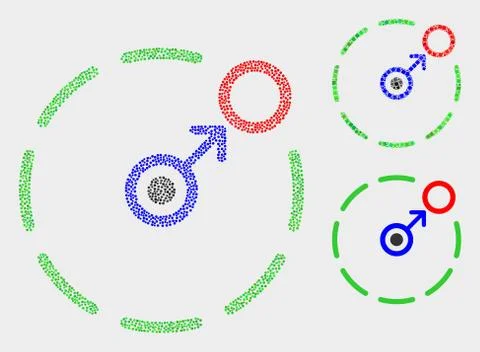 Pixel Vector Move to Circle Perimeter Icons Illustrazione stock