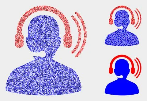 Pixel Vector Radio Operator Headset Icons Stock Illustration