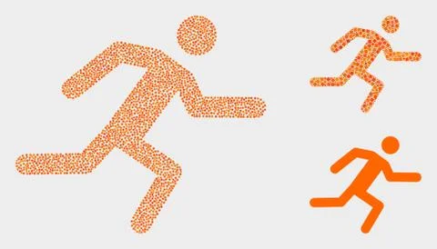 Pixel Vector Running Man Icons Stock Illustration