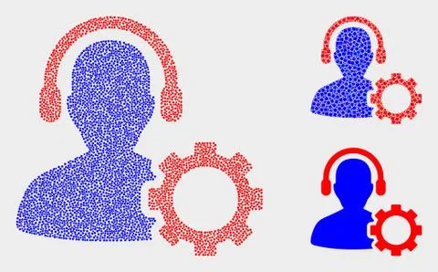 Pixel Vector Service Call Center Icons イラスト素材