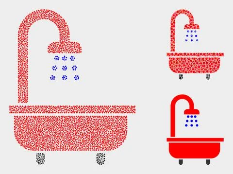 Pixel Vector Shower Bath Icons Illustrazione stock