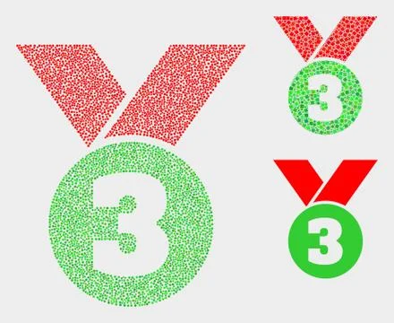 Pixel Vector Third Medal Icons Illustrazione stock