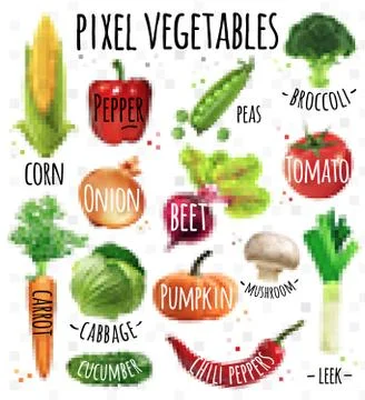 Pixel vegetables Stock Illustration
