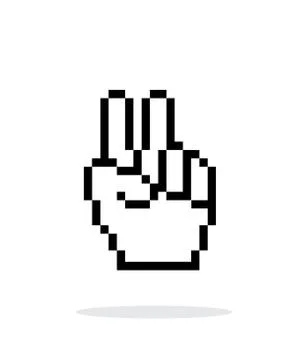 Pixel victory hand icon on white background. Stock Illustration