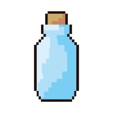 Pixel video game bottle potion Stock Illustration