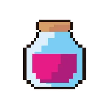 Pixel video game bottle potion Stock Illustration