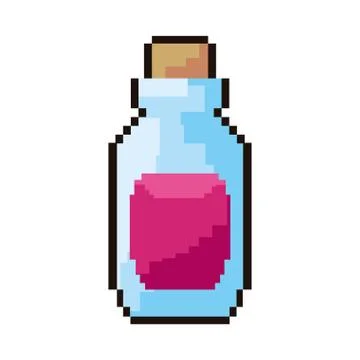 Pixel video game bottle potion Stock Illustration