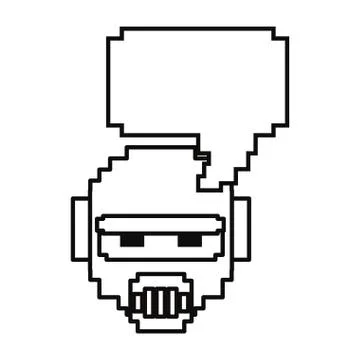 Pixel video game robot speech bubble Illustration