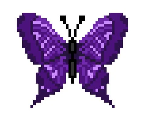 Pixel Violet Butterfly Vector Stock Illustration
