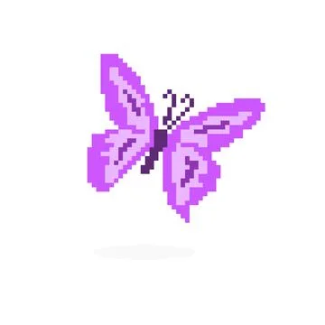 Pixel Violet Butterfly Vector Stock Illustration