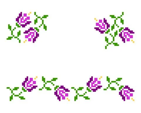 Pixel violet flower image for game assets. 스톡 일러스트
