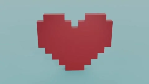 Pixel Voxel Heart Spinning Loop 3D Stock Footage 260237430