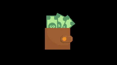 Pixel wallet Glitch icon animated. glitch effect Stock Footage 253174742