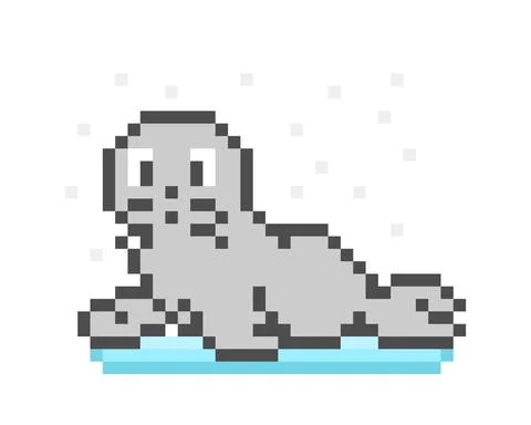 Pixel walrus image. vector illustration. Illustrazione stock