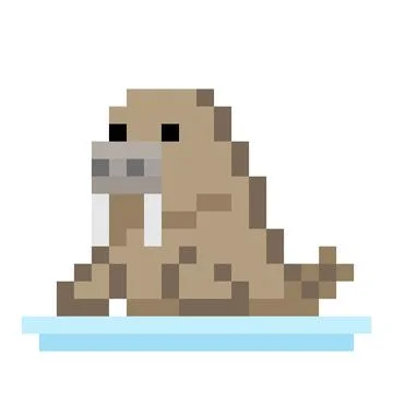Pixel walrus image. Vector Illustration of pixel art. Stock Illustration