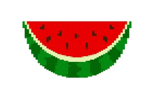 Pixel watermelon fruit, pixilated watermelon for icon, pixel watermelon for.. Stock Illustration