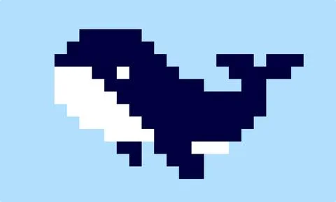 Pixel whale image. Vector Illustration of pixel art. 스톡 일러스트