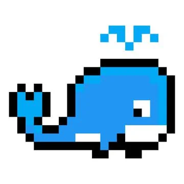 Pixel whale image. Vector Illustration of pixel art. イラスト素材