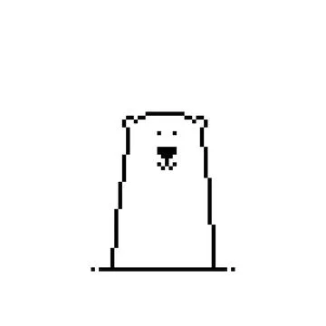 Pixel white bear image. Vector illustration of cross stitch pattern and retro イラスト素材