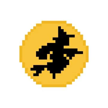 Pixel witch image. Cross stitch pattern vector illustration. Stock Illustration