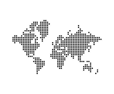 Pixel world map, design Stock Illustration