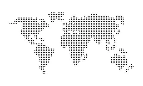 Pixel world map. Dotted world map. Vector on isolated white background. EPS 1 스톡 일러스트