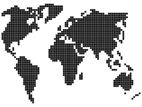 Pixel world map Stock Illustration
