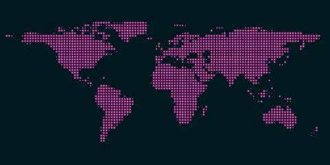 Pixel world map with spot lights Illustrazione stock