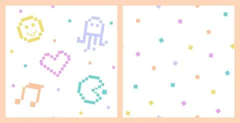 Pixel Y2k retro seamless pattern set in 90s style. Illustrazione stock