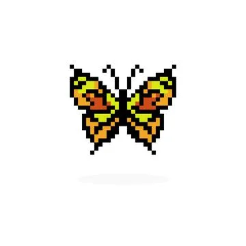 Pixel yellow Butterfly Vector Stock Illustration