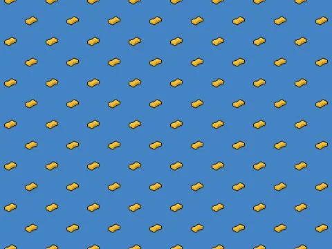 Pixel yellow sponge pattern on blue background - high res seamless pattern Stock Illustration