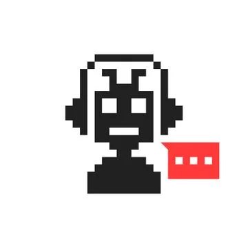 Pixelart chatbot like hotline service Illustration