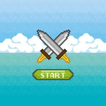 Pixelart scene with swords Stock Illustration