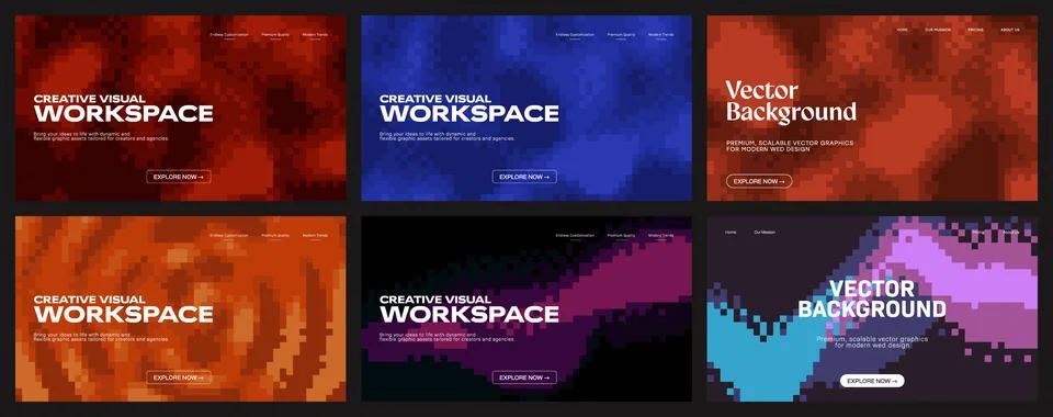 Pixelated abstract background patterns. This collection of dithered pixel p.. Stock Illustration