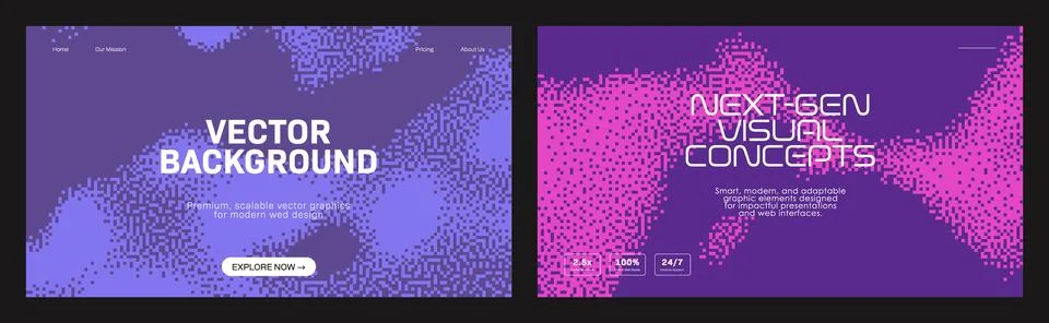 Pixelated abstract background patterns. These dithered digital backgrounds .. Stock Illustration