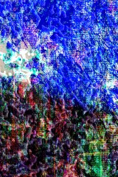 Pixelated abstract landscape combining intense cobalt blues and earth tones Stock Photos