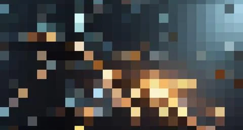 Pixelated abstract mosaic design featuring warm orange and cool blue color Stock Illustration